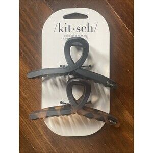 Kitsch Large Hair Clips for Women - Hair Claw Clips - Tortoise & Black 2 Pcs